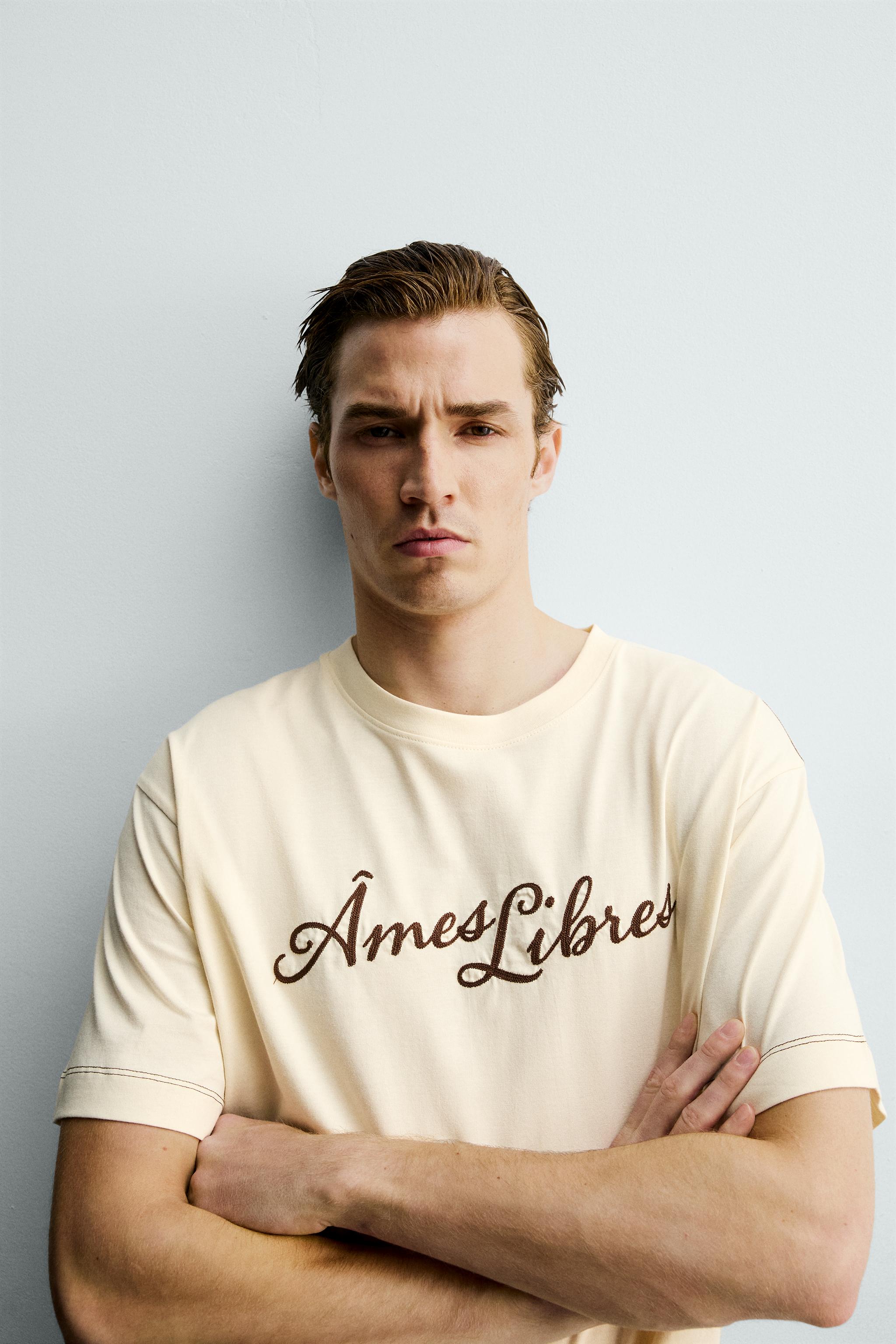 RELAXED FIT EMBROIDERED TEXT T-SHIRT